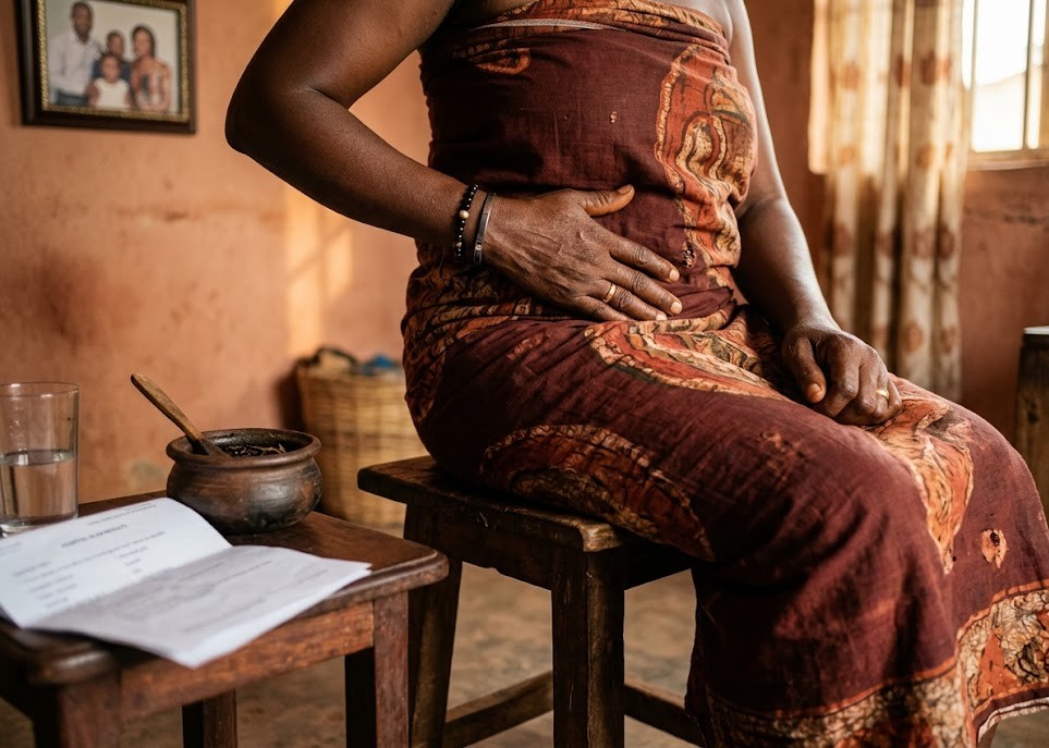 Woman experiencing fibroid pain
